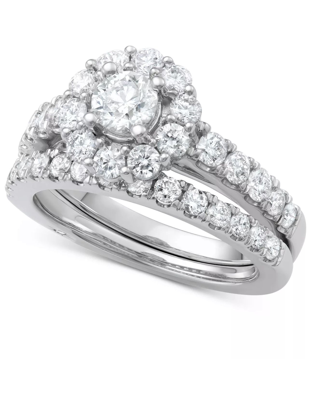 Certified Round Halo Diamond Ring in 18k Gold, White Gold, Size 5.75