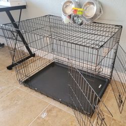 New IN Box! L'xl Dog Crate 2 Doors With Tray Up To 70lbs Folding Puppy Dog Kennel Animal Cage Add A Bed For $15 