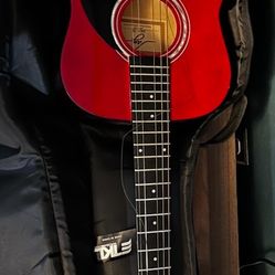 Guitar With Case, Picks, Strings, And Other Accessories 