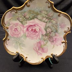Plate Hand Painted Roses Fabulous Shabby Chic Or Farm House Decorative Plate