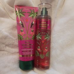 Bath & Body Works 2PC SET Pink Pineapple Sunrise Mist & Body Cream 