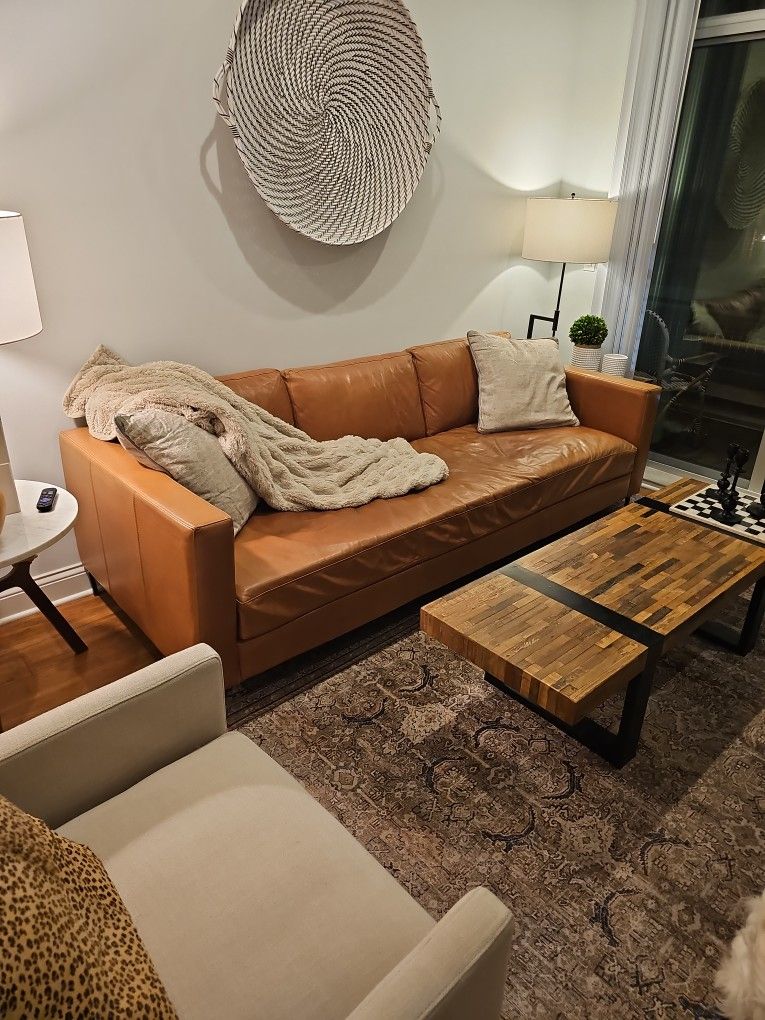 Pottery Barn Jake Leather Couch