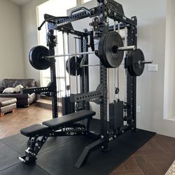 PRO SERIES Ultimate Half Rack Functional Trainer w/Smith Machine Bar | 320lb Stack | Gym Equipment | Fitness | Commercial | Squat Rack 