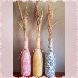 Decoupaged bottle set
