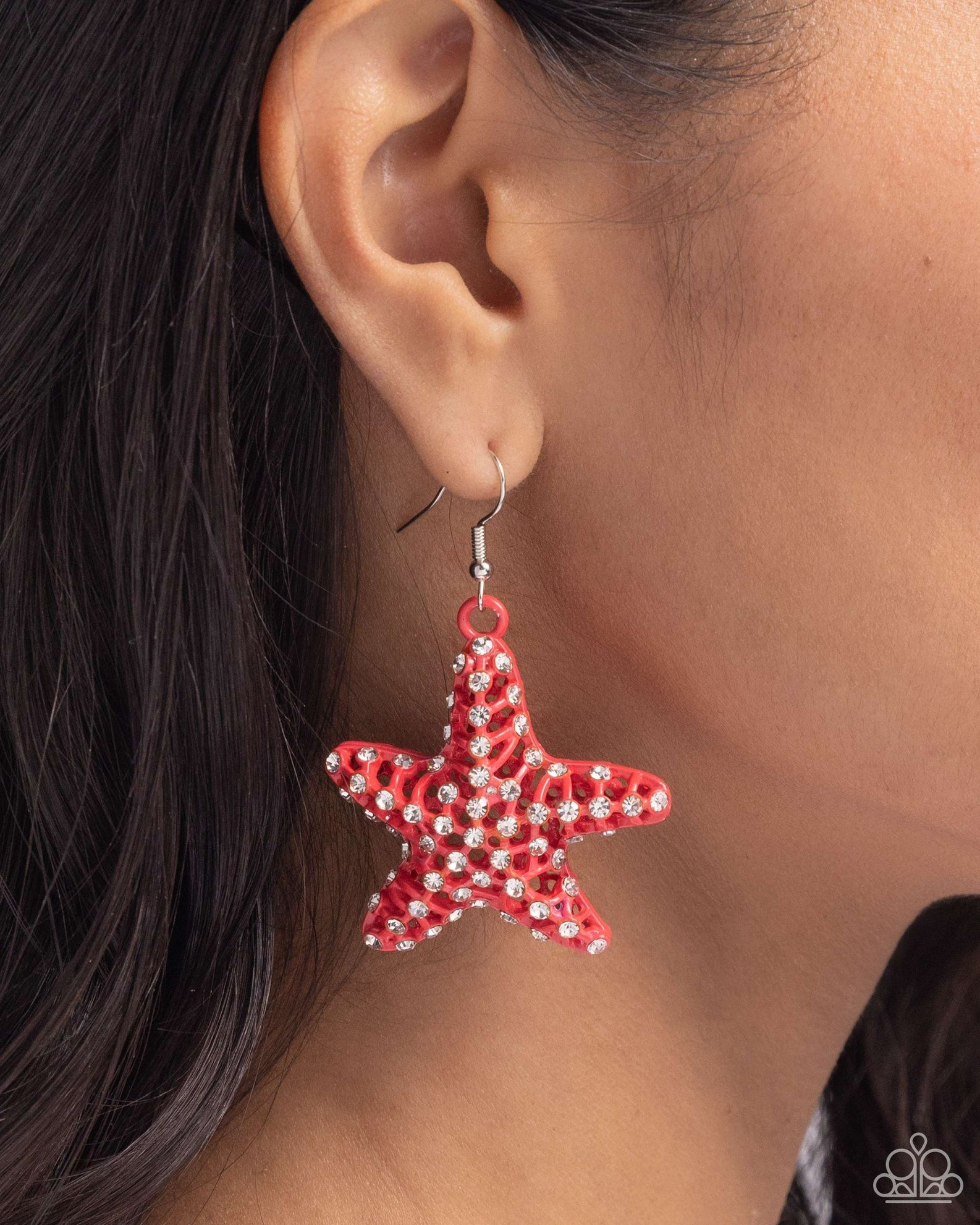 $5.50 Paparazzi Earrings Jewelry Skilled Starfish - Orange Joyeria