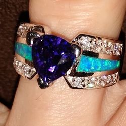 Truly Beautiful NEW Sterling Silver Amethyst Fire Opal Ring! 🔥💍