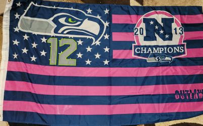2 New Seahawks Flags And Flagpole