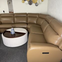 Furniture- 5 Pc Faux Leather Sectional With 2 Power Recliners- Sheeler