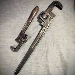 2 *Antique 🔧Pipe Wrenches '24 Trimo & '14  H.D. Smith ( fully functional•USA made )