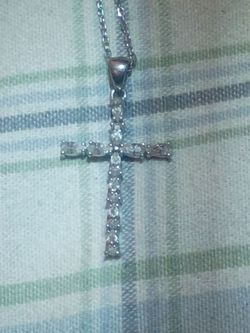 Sterling Silver and Diamond Necklace with Cross Pendant