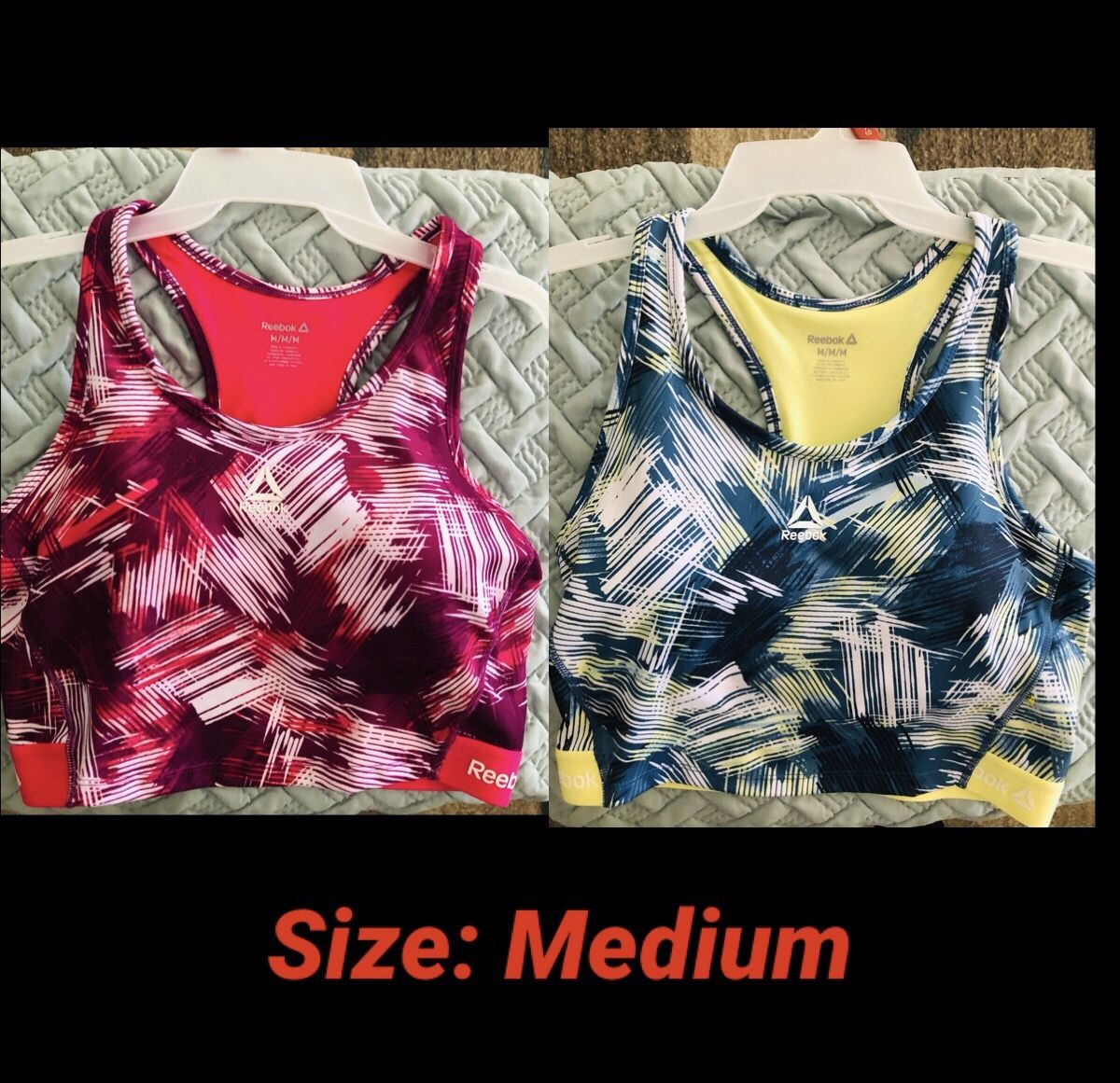 Women’s Fitness Workout Yoga Reebok Printed Cropped Bra Tank - 2 For $30