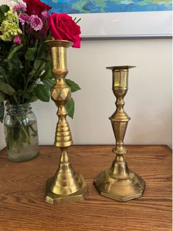 Vintage Brass Candlestick Holders - Set of 2