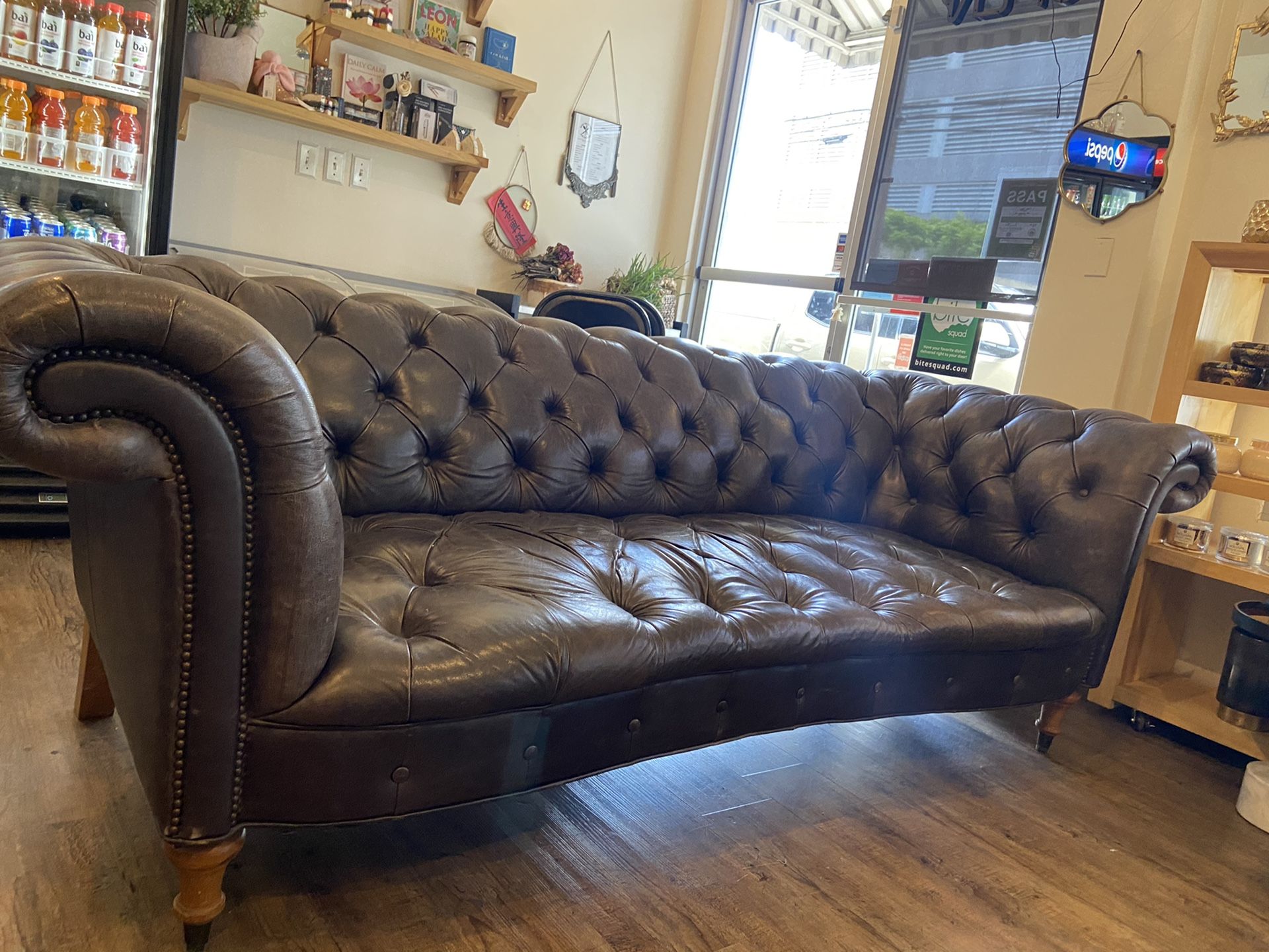 Beautiful Anthropologie Whitney classic vintage leather sofa