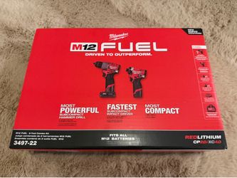 Milwaukee M12 Fuel 2 tool combo. Hammer Drill and impact driver with batteries and charger 3497-22