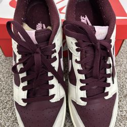 Nike Burgundy and Cream Sneakers Nike Dunk Low Retro PRM, DR9705 100, Size 9.5
