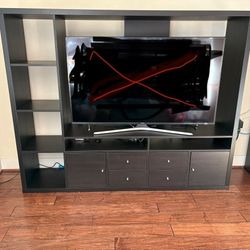 TV Storage Unit with Cupboards + Drawers - Dark Brown 