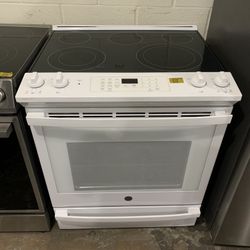 Ge White Slide In Glass Top Stove 
