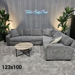 Fluffy Charcoal Sectional Sofa