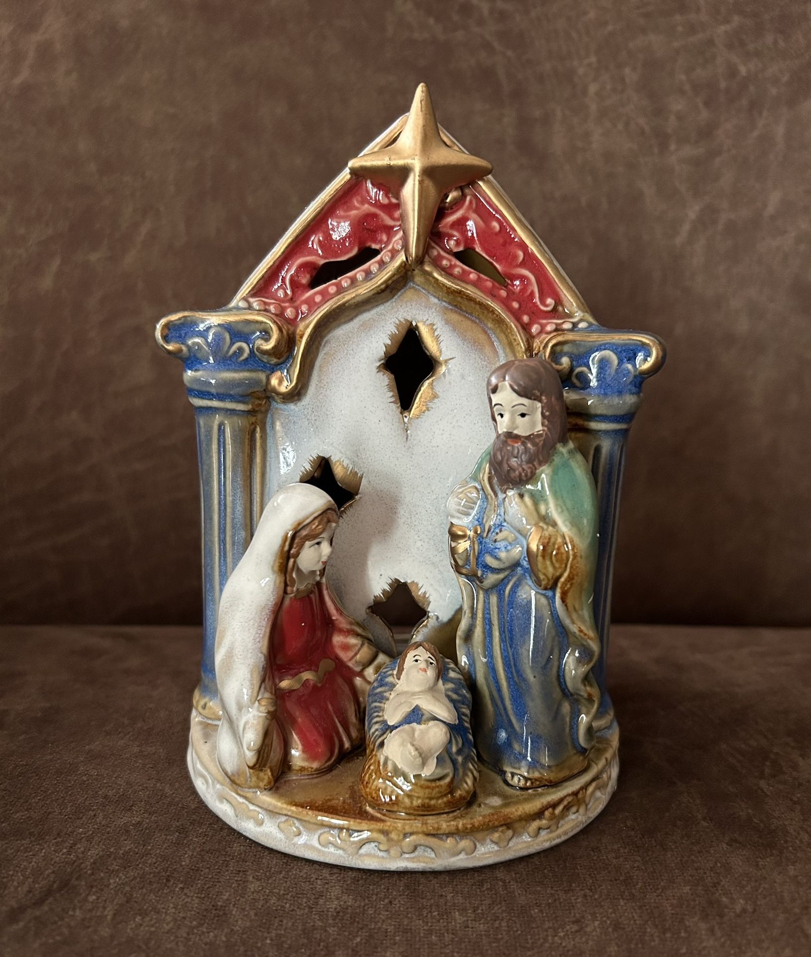 Candle Holder Christmas Nativity Scene