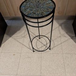 Decorative Metal Accent / Plant Stand – Mosaic Glass Topa