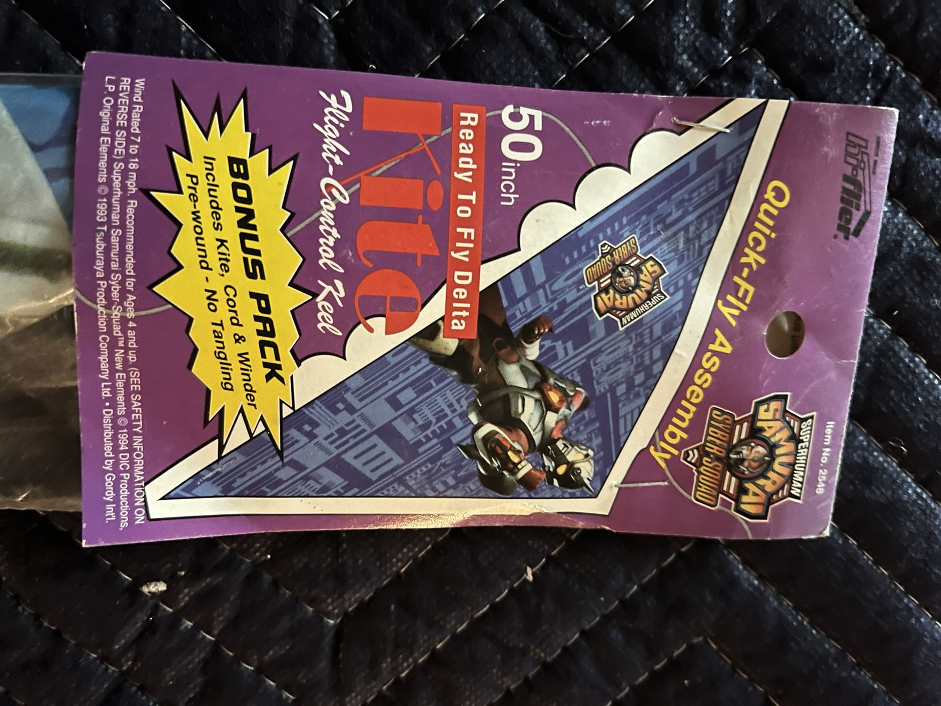 Vintage Hi-Flier 50-inch Ready-To-Fly Delta Kite featuring the “Samurai Storm Squad” theme, item number 2548.