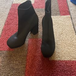 Sock Elastic Ankle Black Boots Size 7