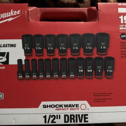 SHOCKWAVE 1/2 in. Drive SAE 6 Point Impact Socket Set (19-Piece)