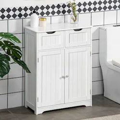 Freestanding Bathroom Storage White Cabinet