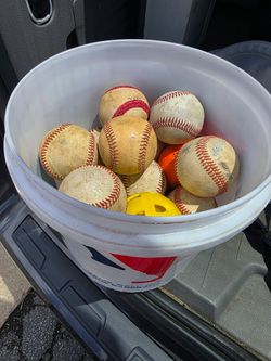 Bucket of baseballs