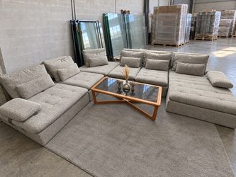 Large Modular Sectional Sofa with Throw Pillows