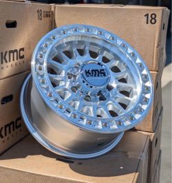 18” Rim 8 Lug Kmc IMS 552 Gloss Silver Machine Face !!
