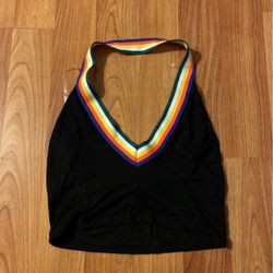 Black/Rainbow Halter Top