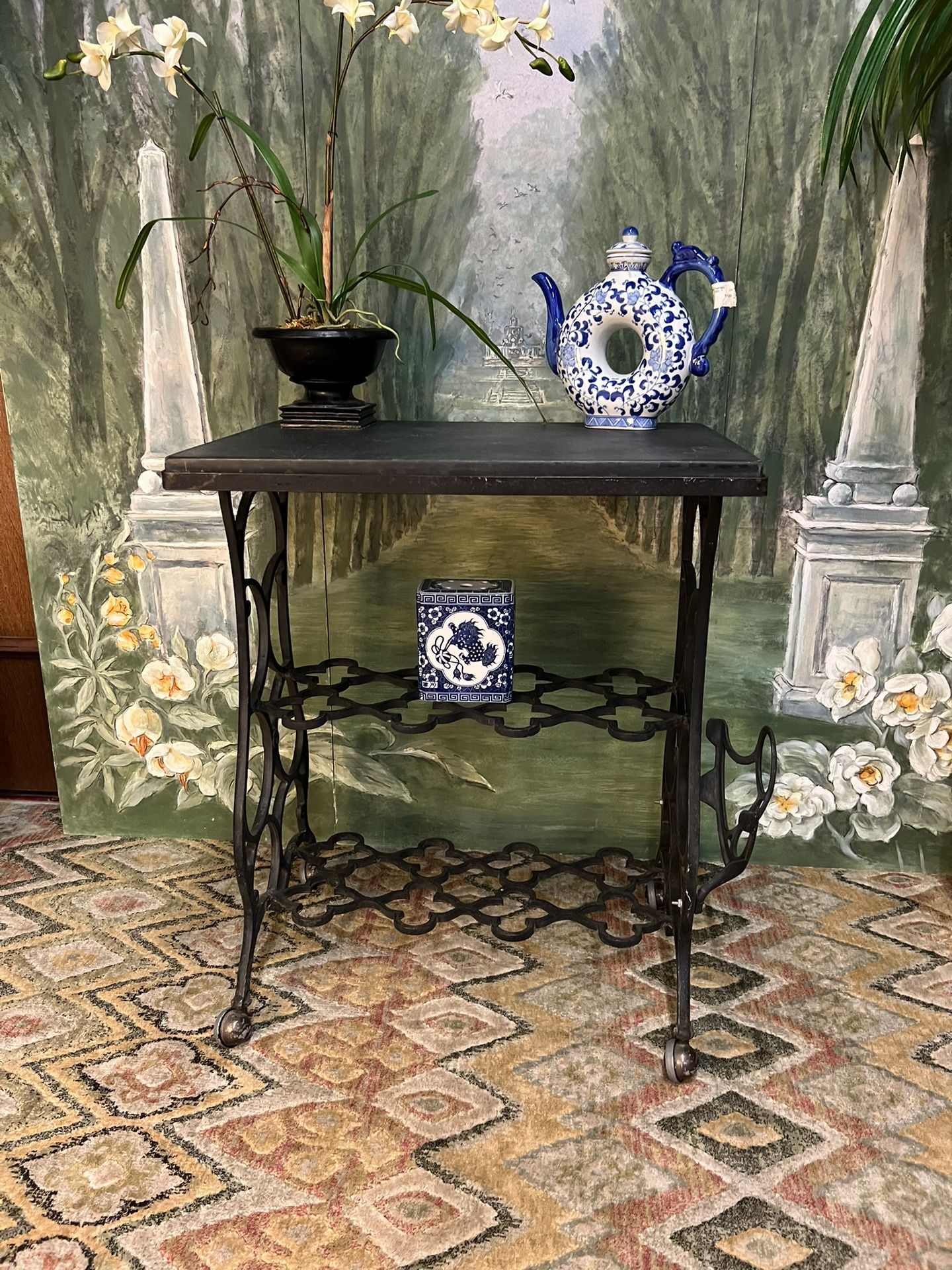 Antique Cast Iron Sewing Console Table (Delivery Service Available)
