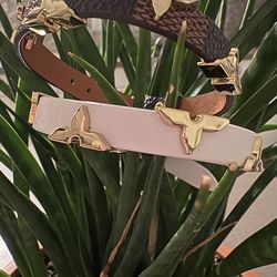 Leather gold plated bracelet