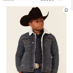 Wrangler Boys Denim Sherpa Lined Jacket Like New Sz S