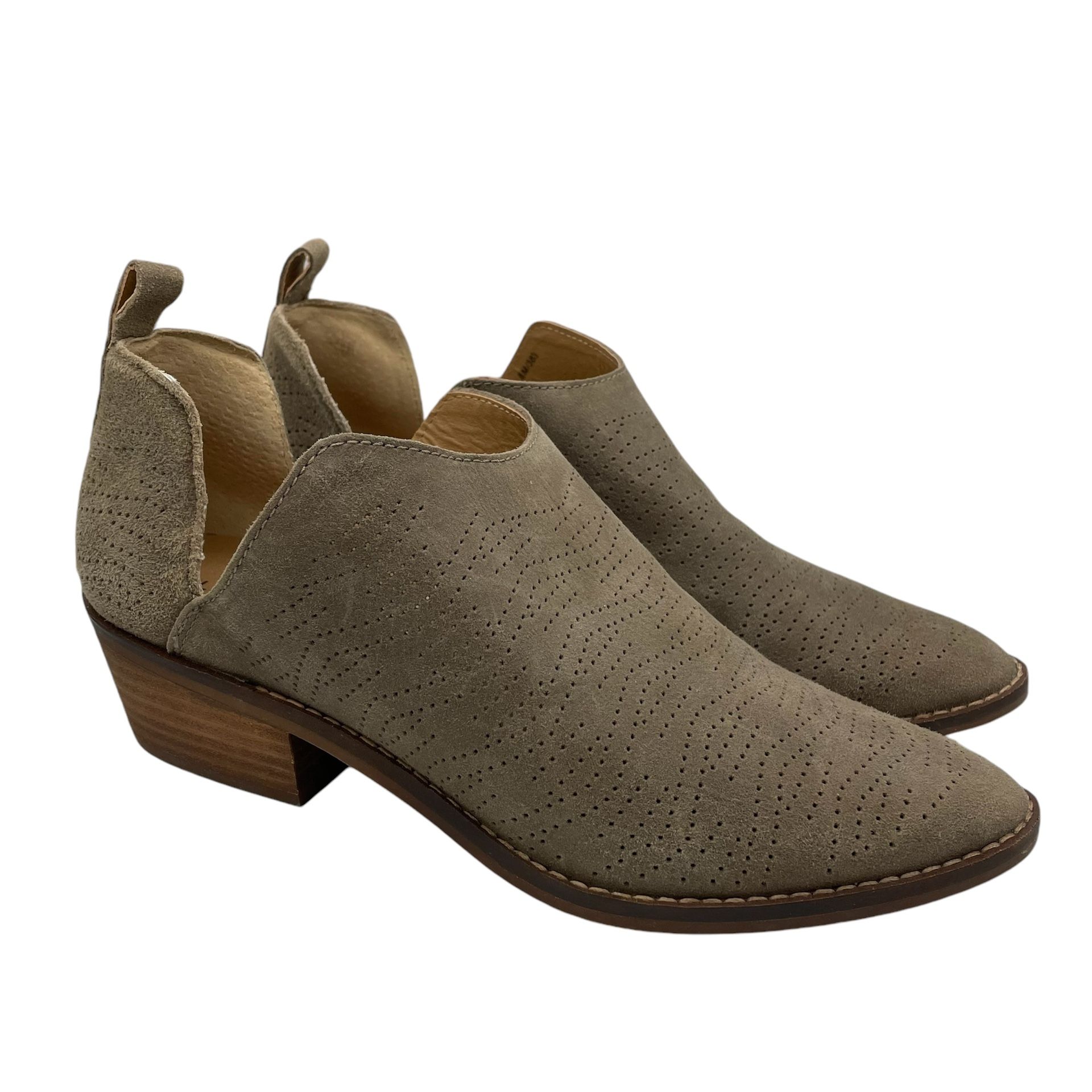 Lucky Brand Fayth brown perforated boots with cutout sides, women’s Size 8