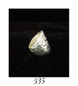 Size 5 Handcrafted Hammered Solid Sterling Silver Tapered Ring, signed