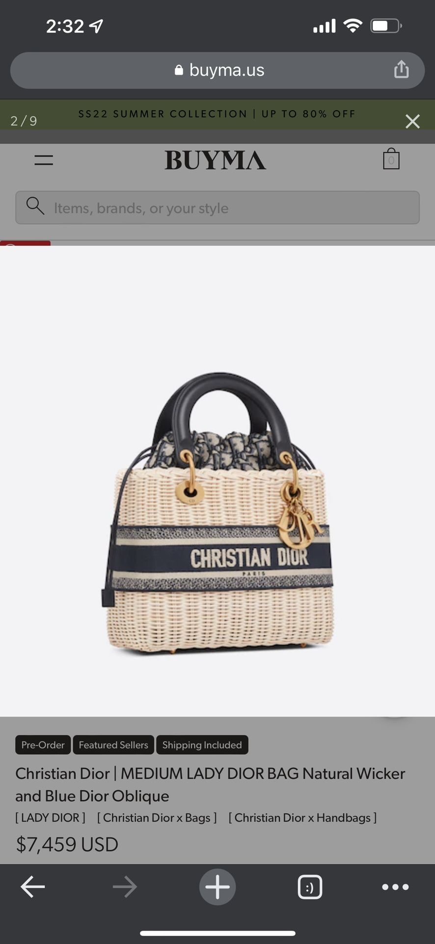 Christian Dior lady wicker bag