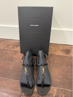YSL Saint Laurent Sandals Black Cassandra 37