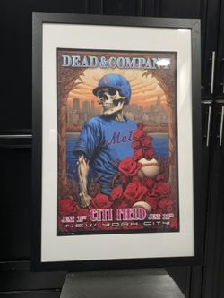 FRAMED 2023 DEAD & COMPANY CONCERT TOUR POSTER NY CITI FIELD. JUNE 21ST GREATFUL DEAD JOH MAYER