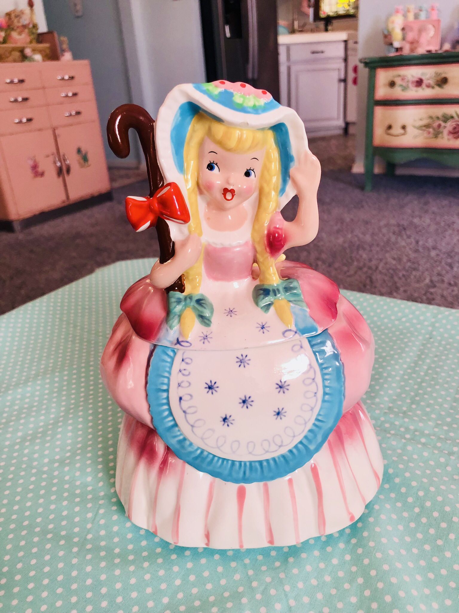 Very Rare Vintage 1957 Little Bo Peep Cookie Jar By JC Napco