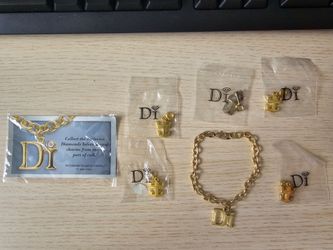 Diamonds International Gold-tone Charm Bracelet Set
