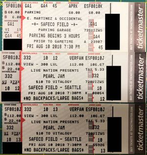 Pearl Jam The Home Shows Two Tickets Plus Parking Safeco