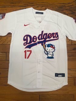 White Los Angeles dodgers shohei Ohtani hello kitty baseball jersey