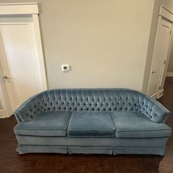 Blue Tufted Velvet Sofa – 87” – Removable/Washable Covers