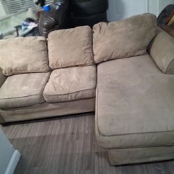 Brown Suade Sectional Couch