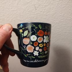 Lighthouse Christian Products Coffee Mug Bless Protect Peace Blue Flowers 