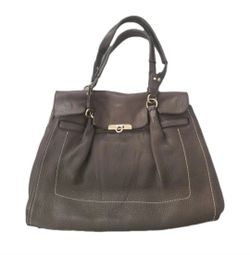 Salvatore Ferragamo Flap Brown Gancini Calfskin Leather Handbag Gold Logo