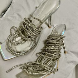 Silver Heel  Sandals 