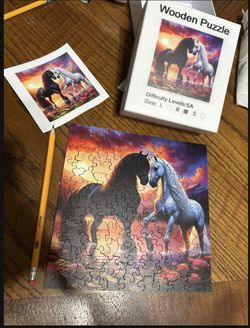 Horse puzzle wooden pieces of animals